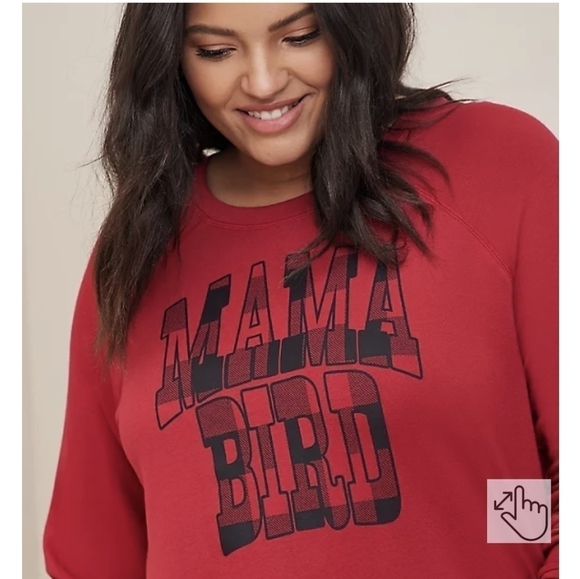 Torrid Fleece Long Sleeve Red sweatshirt, Mama Bird Size 3x - Picture 2 of 7